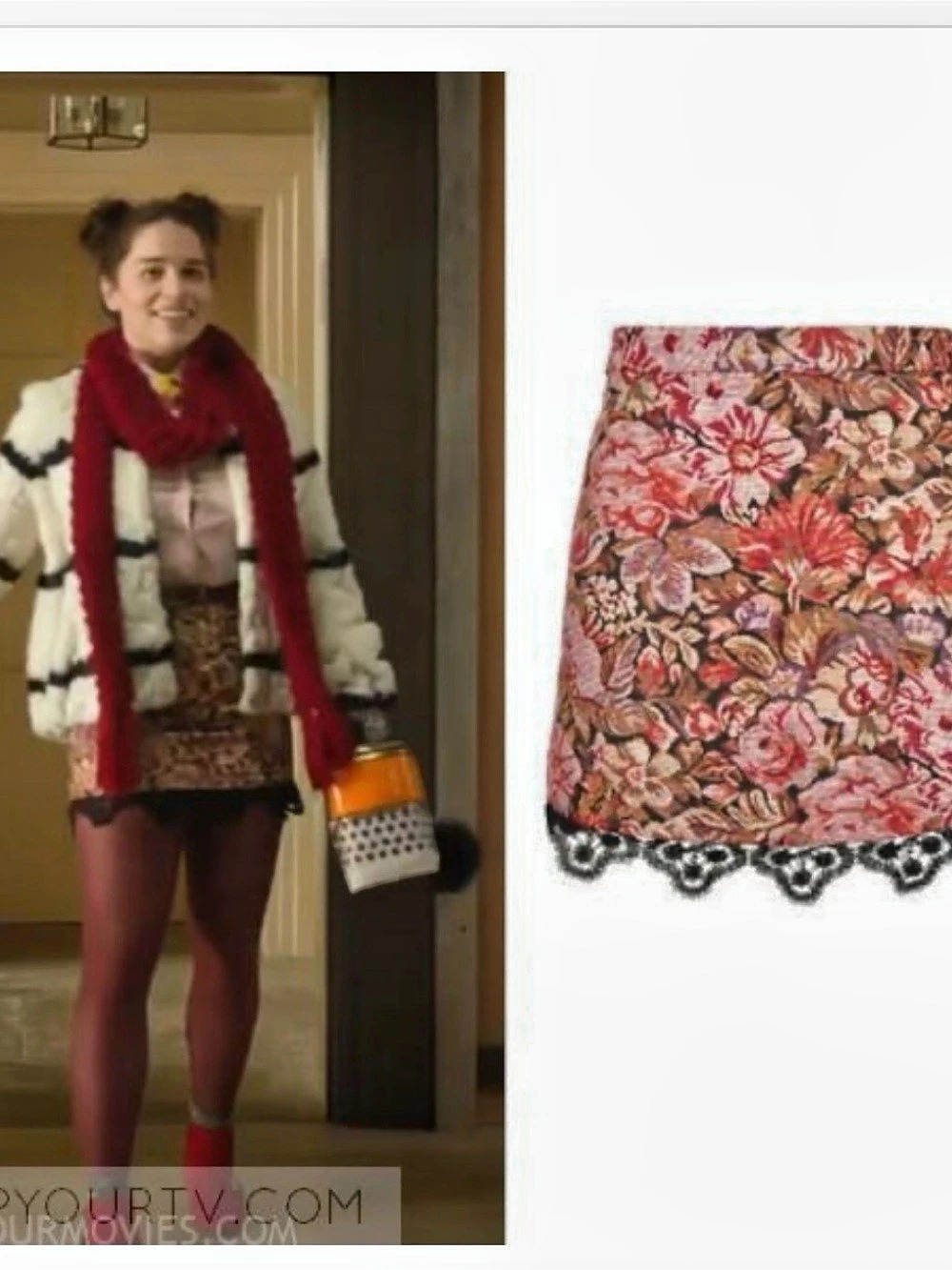 Topshop Rose Jacquard Lace Hem Mini Skirt